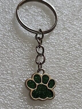 Hand Crafted Green Paw Print Keychain